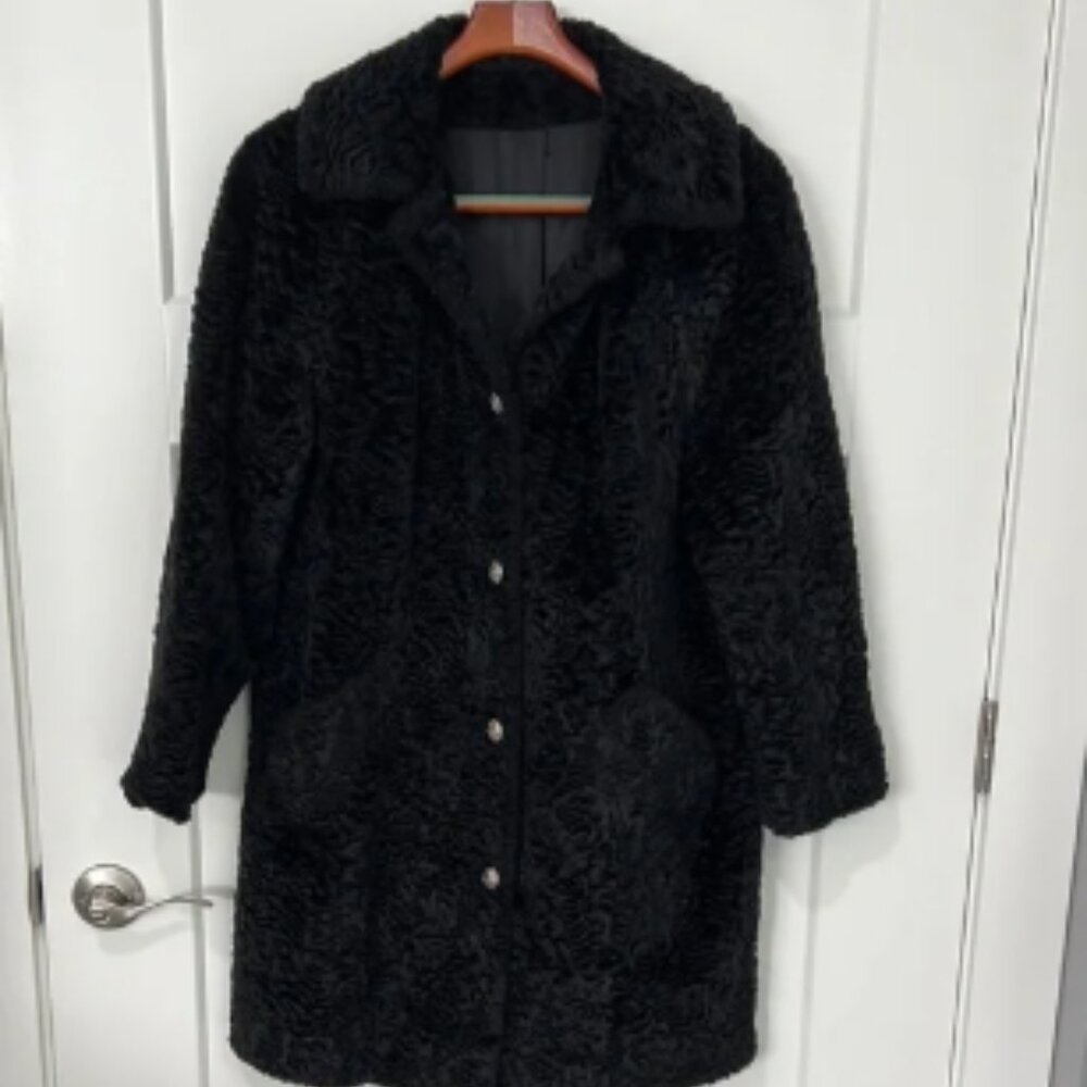 Vintage Susan Lynn Faux Fur Persian Lamb Pea Coat